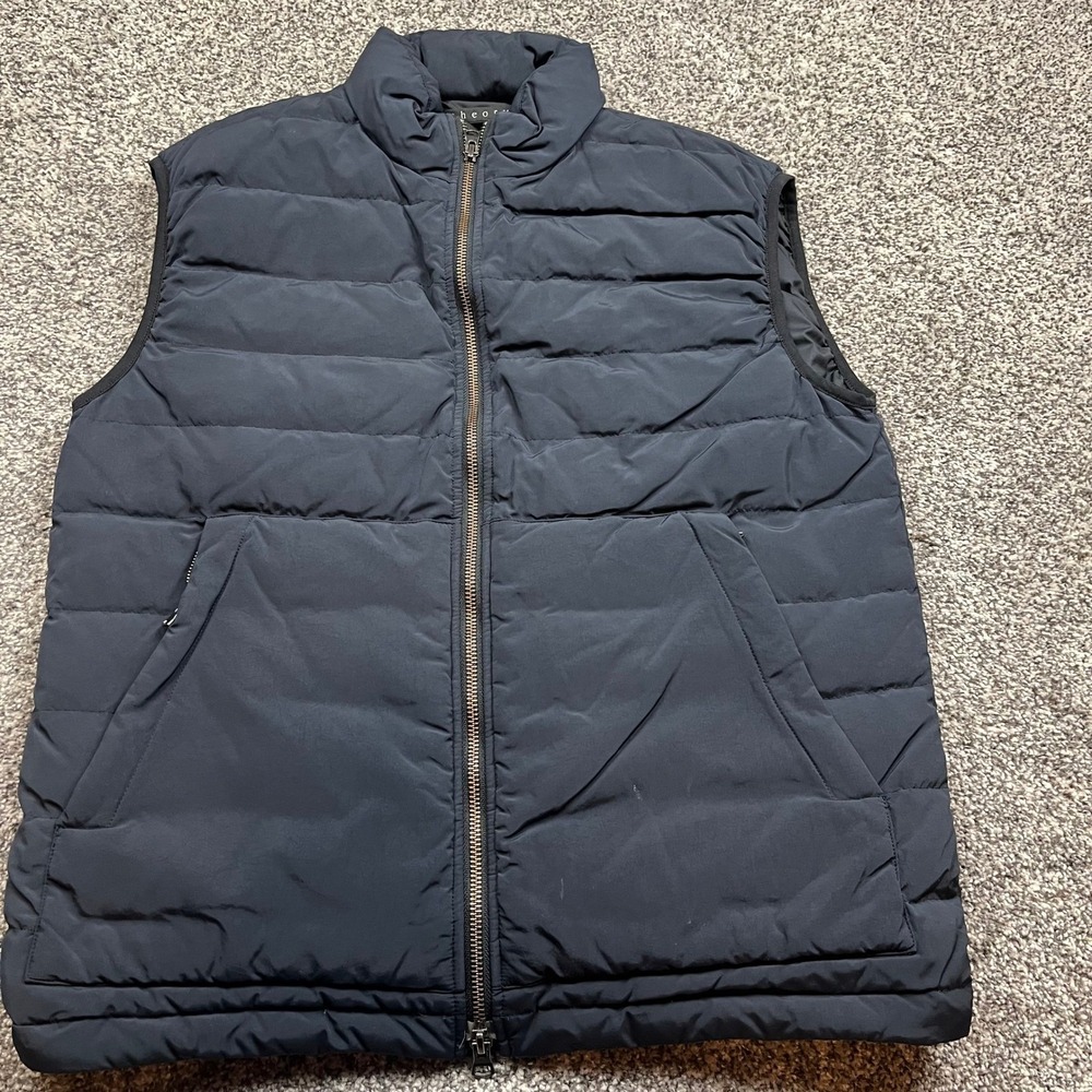 Theory  Puffer Vest Womens S Rainier Black Down Filled Quilted Zip Front pocket